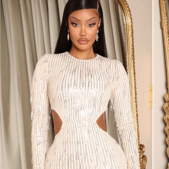 FASHION NOVA Nude Giving Details Sequin Maxi Dress - Picture 3 of 15